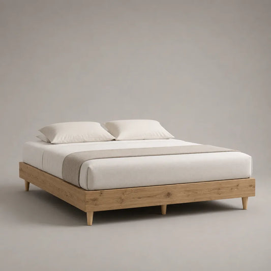 Doppelbett-Bettgestell ohne Kopfteil aus massivem Kiefernholz, Naturbraun, 160 × 200 cm